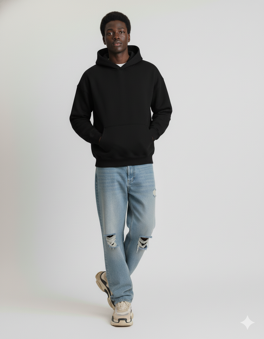 "Black" Oversized Hoodie - 360 GSM