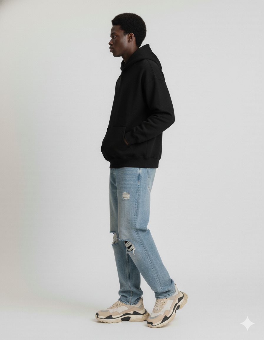 "Black" Oversized Hoodie - 360 GSM